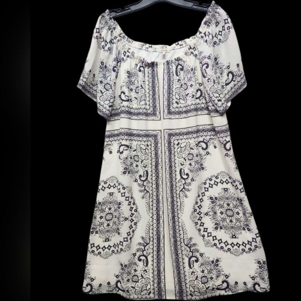 Women's Off Shoulder Babydoll Mini Dress LARGE Y2K